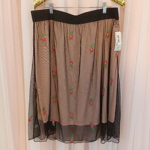 Women's LulaRoe NWT Sheer Floral Lola Skirt size 2XL